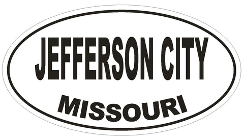 Jefferson City Missouri Oval Bumper Sticker or Helmet Sticker D1673 Euro Oval - Winter Park Products