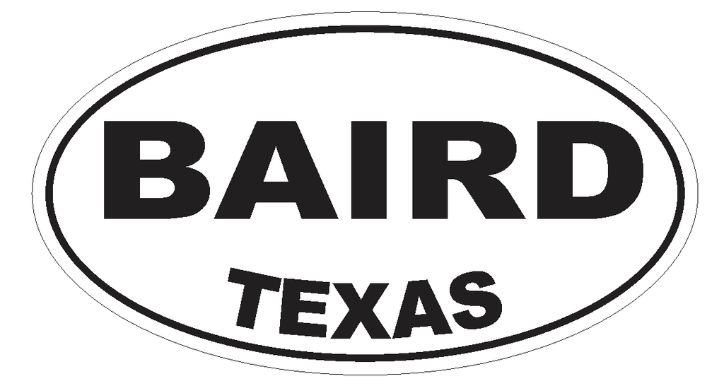 Baird Texas Oval Bumper Sticker or Helmet Sticker D3219 Euro Oval - Winter Park Products