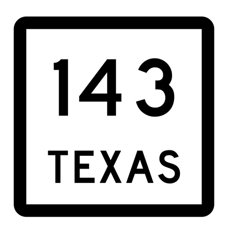 Texas State Highway 143 Sticker Decal R2442 Highway Sign - Winter Park Products