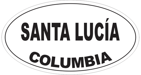 Santa Lucia Columbia Oval Bumper Sticker or Helmet Sticker D4965