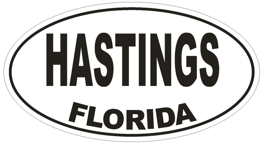 Hastings Florida Oval Bumper Sticker or Helmet Sticker D1528 Euro Oval - Winter Park Products