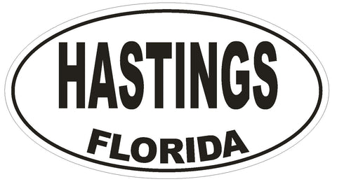 Hastings Florida Oval Bumper Sticker or Helmet Sticker D1528 Euro Oval - Winter Park Products