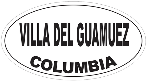Villa del Guamuez Columbia Oval Bumper Sticker or Helmet Sticker D6001