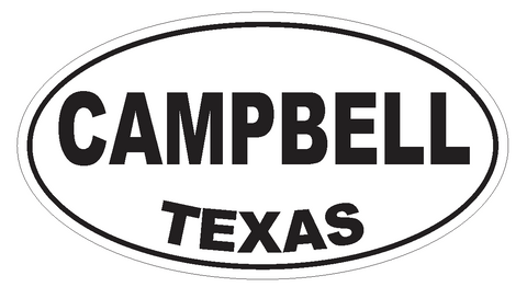 Campbell Texas Oval Bumper Sticker or Helmet Sticker D3244 Euro Oval - Winter Park Products