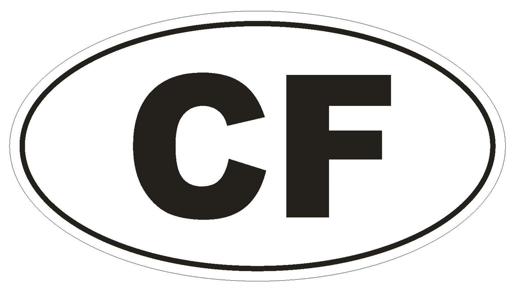 CF Central African Republic Oval Bumper Sticker or Helmet Sticker D2103 Code - Winter Park Products