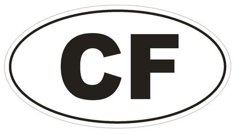CF Central African Republic Oval Bumper Sticker or Helmet Sticker D2103 Code - Winter Park Products