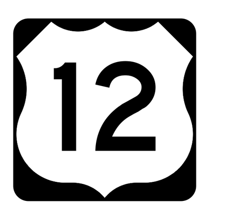 US Route 12 Sticker R1880 Highway Sign Road Sign - Winter Park Products