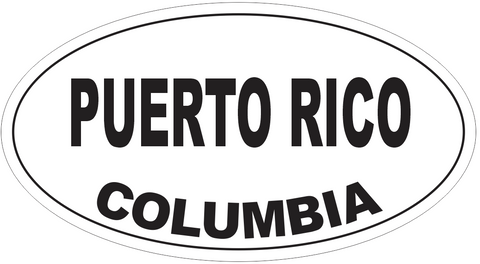 Puerto Rico Columbia Oval Bumper Sticker or Helmet Sticker D4994