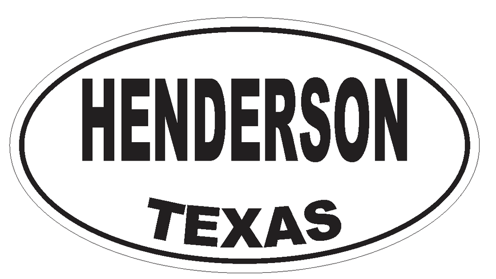 Henderson Texas Oval Bumper Sticker or Helmet Sticker D3488 Euro Oval - Winter Park Products