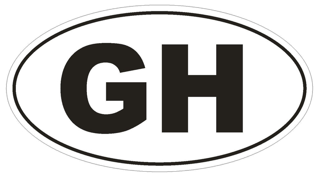 GH Ghana Oval Bumper Sticker or Helmet Sticker D2061 Euro Oval Country Code - Winter Park Products