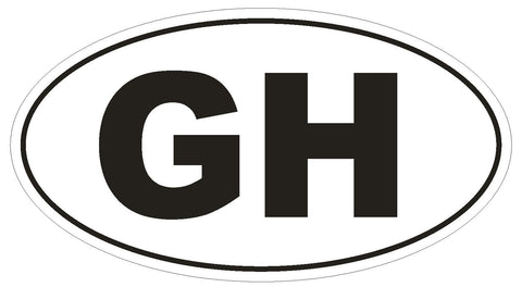 GH Ghana Oval Bumper Sticker or Helmet Sticker D2061 Euro Oval Country Code - Winter Park Products