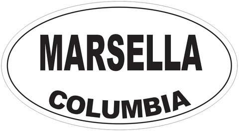 Marsella Columbia Oval Bumper Sticker or Helmet Sticker D4648