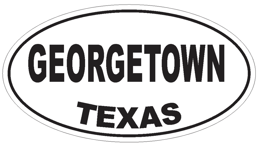 Georgetown Texas Oval Bumper Sticker or Helmet Sticker D3443 Euro Oval - Winter Park Products