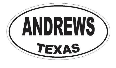 Andrews Texas Oval Bumper Sticker or Helmet Sticker D3135 Euro Oval - Winter Park Products