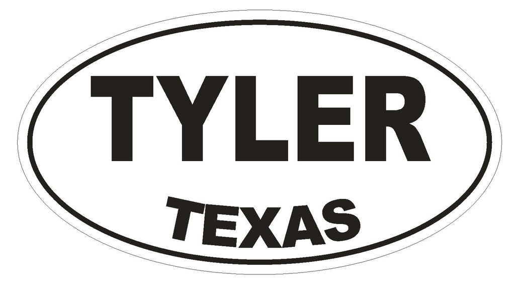 Tyler Texas Oval Bumper Sticker or Helmet Sticker D1386 Euro Oval - Winter Park Products