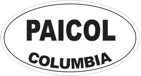 Paicol Columbia Oval Bumper Sticker or Helmet Sticker D4532