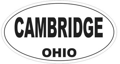 Cambridge Ohio Oval Bumper Sticker or Helmet Sticker D6050
