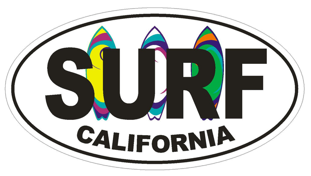 Surf California Oval Bumper Sticker or Helmet Sticker D1350 Surf Surfing Surfer - Winter Park Products