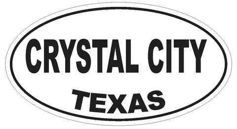 Crystal City Texas Oval Bumper Sticker or Helmet Sticker D3309 Euro Oval - Winter Park Products