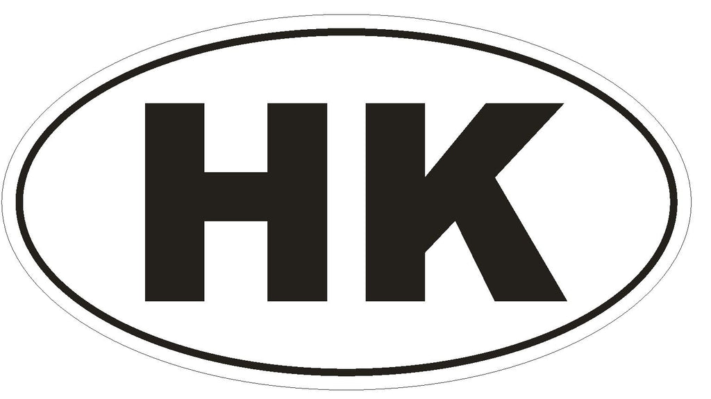 Hong Kong Oval Bumper Sticker or Helmet Sticker D2071 Euro Oval Country Code - Winter Park Products