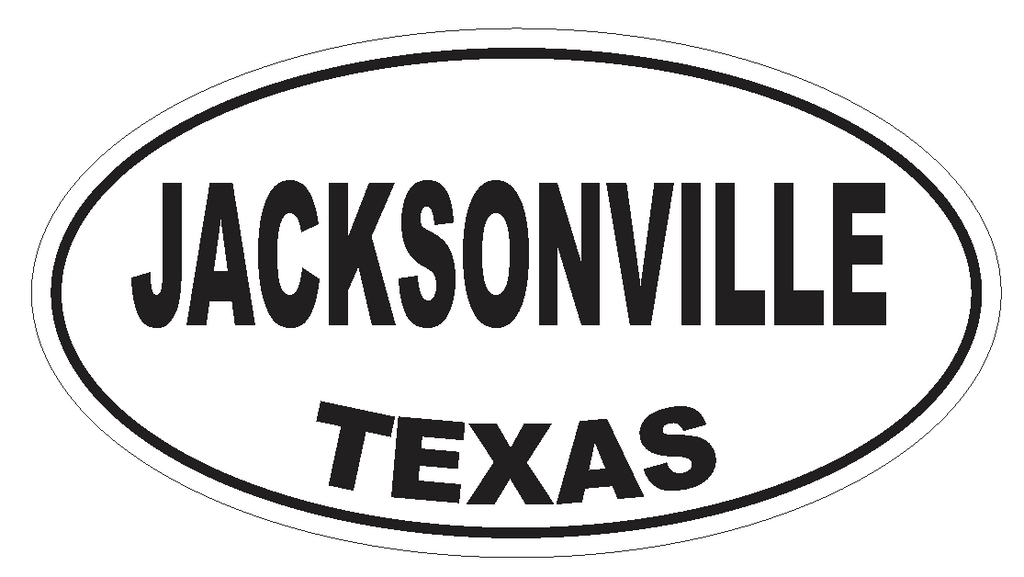 Jacksonville Texas Oval Bumper Sticker or Helmet Sticker D3522 Euro Oval - Winter Park Products