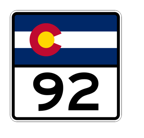 Colorado State Highway 92 Sticker Decal R1830 Highway Sign - Winter Park Products