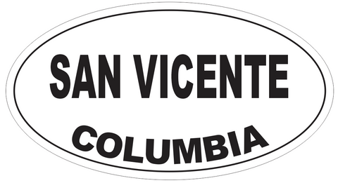 San Vicente Columbia Oval Bumper Sticker or Helmet Sticker D4959