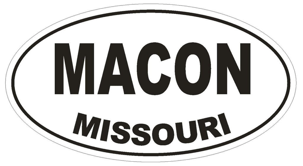 Macon Missouri Oval Bumper Sticker or Helmet Sticker D1421 Euro Oval - Winter Park Products
