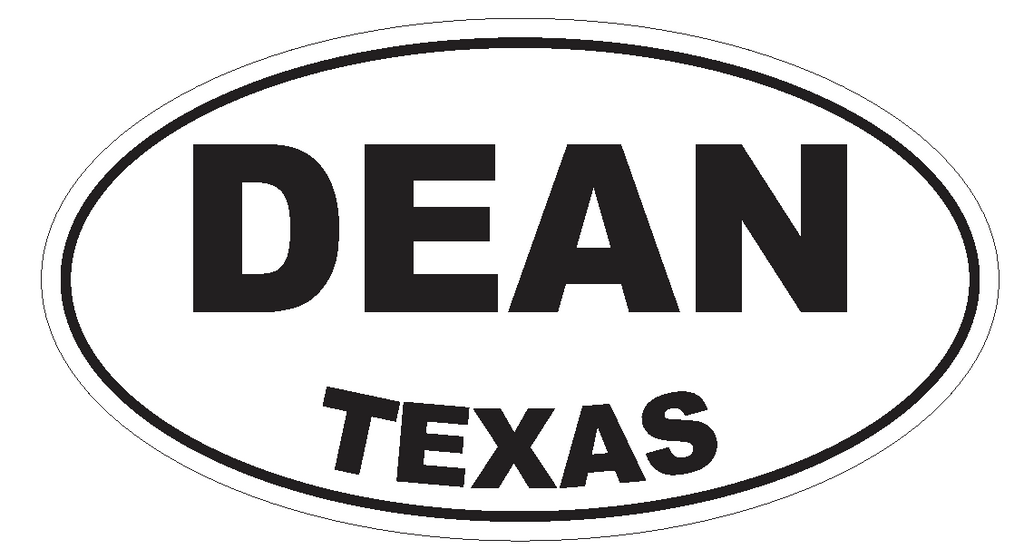 Dean Texas Oval Bumper Sticker or Helmet Sticker D3330 Euro Oval - Winter Park Products