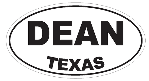 Dean Texas Oval Bumper Sticker or Helmet Sticker D3330 Euro Oval - Winter Park Products