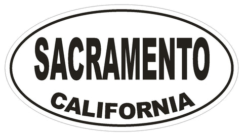 Sacramento California Oval Bumper Sticker or Helmet Sticker D1656 Euro Oval - Winter Park Products