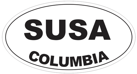 Susa Columbia Oval Bumper Sticker or Helmet Sticker D4496