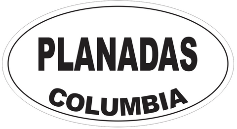 Planadas Columbia Oval Bumper Sticker or Helmet Sticker D4916