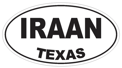 Iraan Park Texas Oval Bumper Sticker or Helmet Sticker D3515 Euro Oval - Winter Park Products
