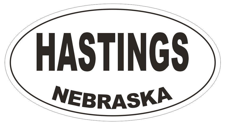 Hastings Oval Bumper Sticker or Helmet Sticker D5074 Oval