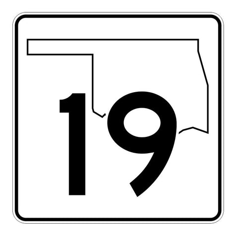 Oklahoma State Highway 19 Sticker Decal R5574 Highway Route Sign