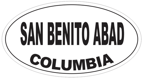 San Benito Abad Columbia Oval Bumper Sticker or Helmet Sticker D6012