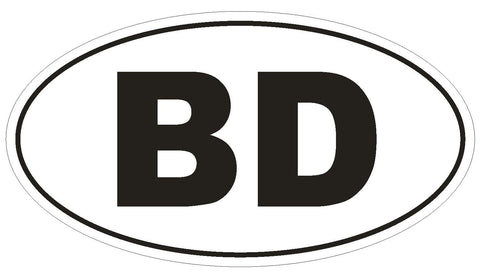 BD Bangladesh Oval Bumper Sticker or Helmet Sticker D2097 Euro Oval Country Code - Winter Park Products