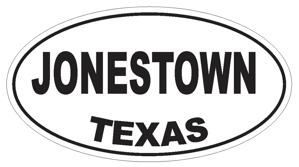 Jonestown Texas Oval Bumper Sticker or Helmet Sticker D3526 Euro Oval - Winter Park Products