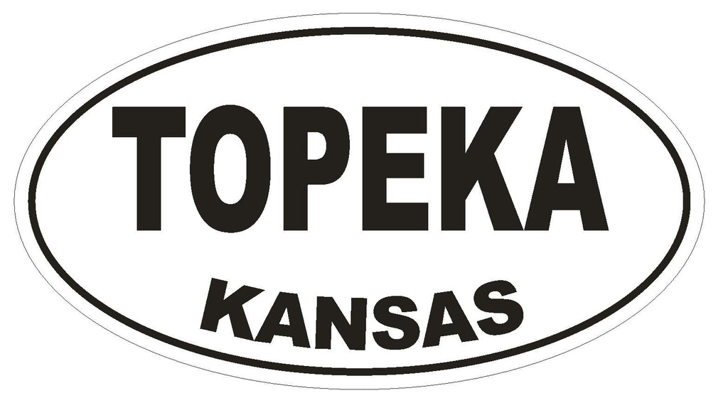 Topeka Kansas Oval Bumper Sticker or Helmet Sticker D1666 Euro Oval - Winter Park Products