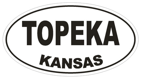 Topeka Kansas Oval Bumper Sticker or Helmet Sticker D1666 Euro Oval - Winter Park Products
