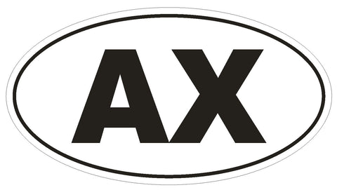 AX Aland Islands Oval Bumper Sticker or Helmet Sticker D2044 Country Code - Winter Park Products