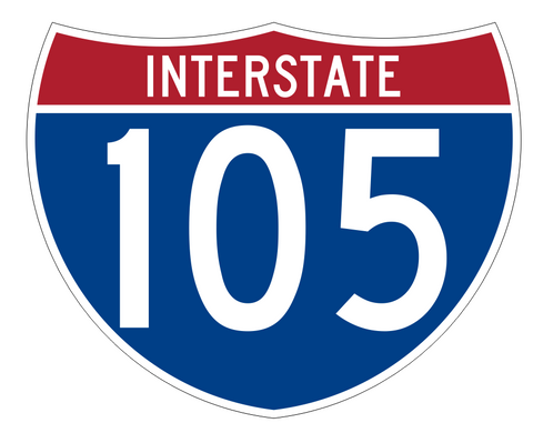 Interstate 105 Sticker Decal R974 Highway Sign - Winter Park Products