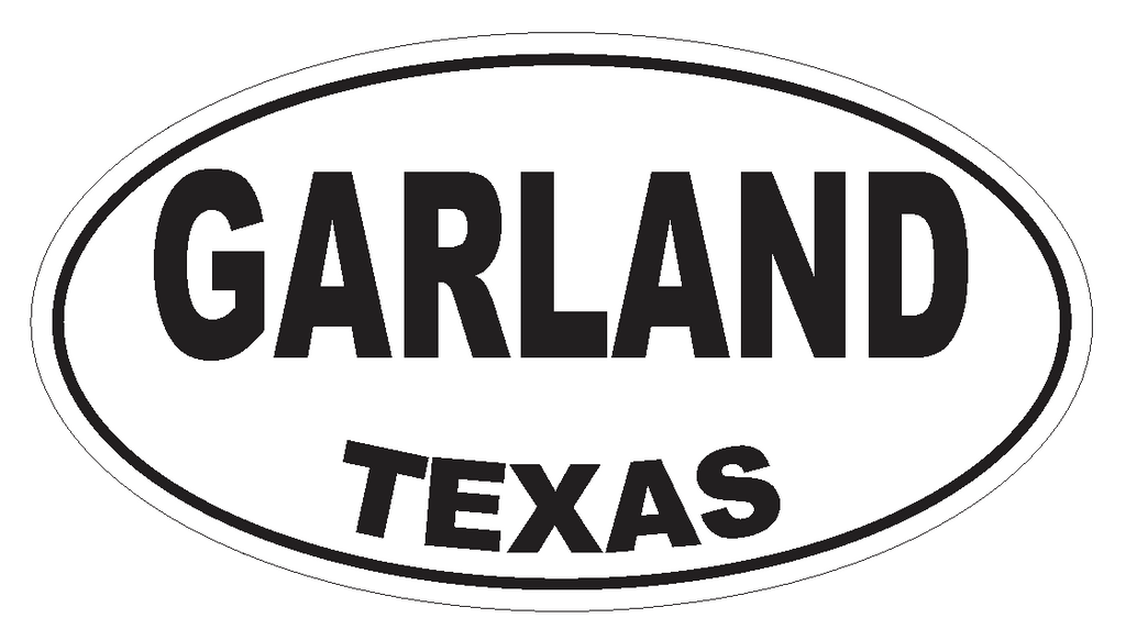 Garland Texas Oval Bumper Sticker or Helmet Sticker D3408 Euro Oval - Winter Park Products