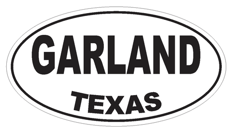 Garland Texas Oval Bumper Sticker or Helmet Sticker D3408 Euro Oval - Winter Park Products