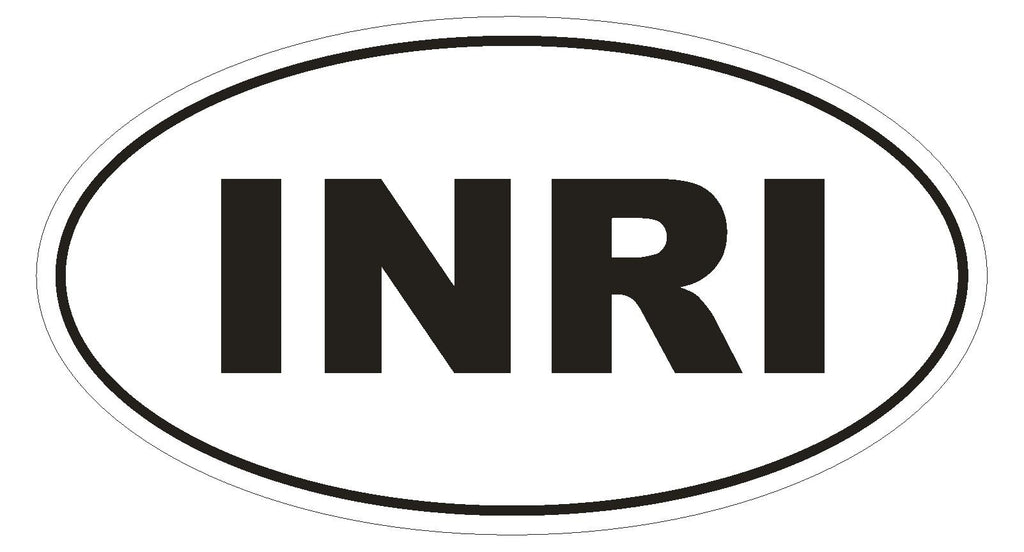INRI Jesus Religious Oval Bumper Sticker or Helmet Sticker D133 Laptop Cell Euro - Winter Park Products