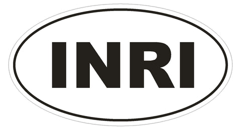 INRI Jesus Religious Oval Bumper Sticker or Helmet Sticker D133 Laptop Cell Euro - Winter Park Products