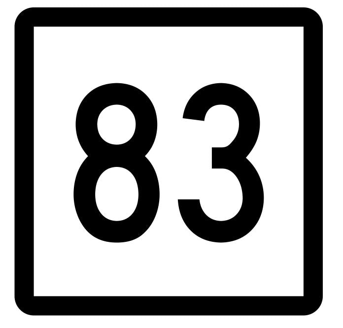Connecticut State Highway 83 Sticker Decal R5112 Highway Route Sign