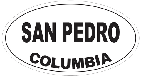 San Pedro Columbia Oval Bumper Sticker or Helmet Sticker D5510