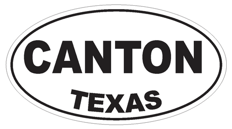 Canton Texas Oval Bumper Sticker or Helmet Sticker D3246 Euro Oval - Winter Park Products